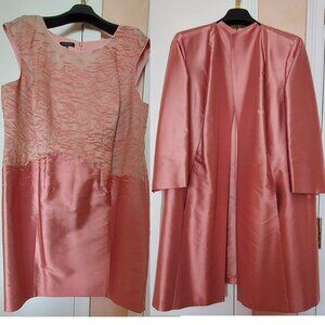 Springy Lafayette 148 Cotton & Silk Salmon 22W Dress and 20W Jacket